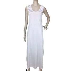 Vintage 70's Authorized Pattern Women's White Lace Trim Full Dress Slip